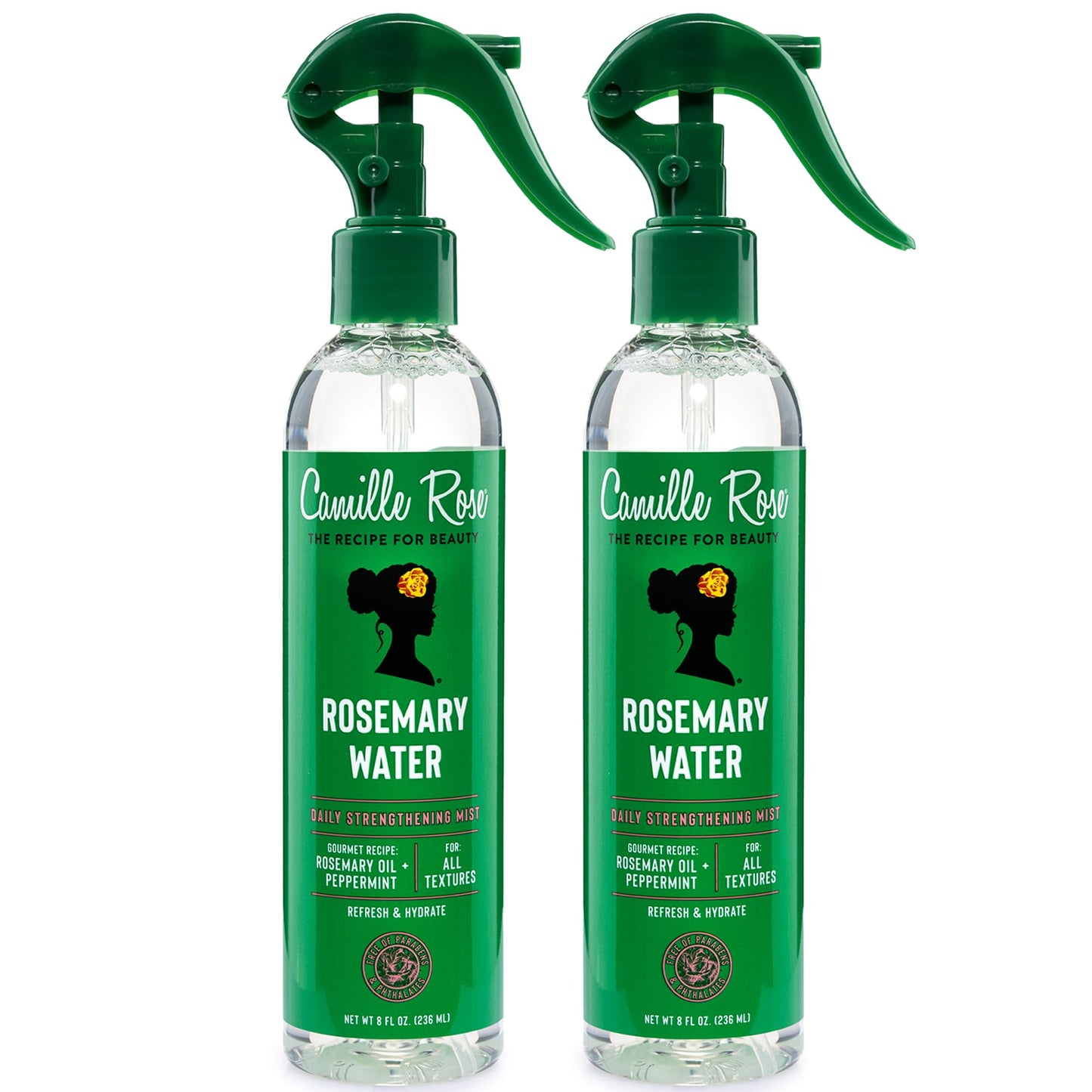 Camille Rose Rosemary Water, Daily Hair Strengthening Mist 2-Pack - Hydrating Refresher Spray with Rosemary Oil, Peppermint & Aloe Vera, 8 Oz Ea Beauty and Personal Care Camille Rose Default Title