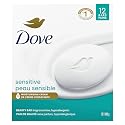 Dove Beauty Bar Soap 12 Bars Sensitive, for Sensitive Skin, Fragrance Free and Hypoallergenic 3.75 oz