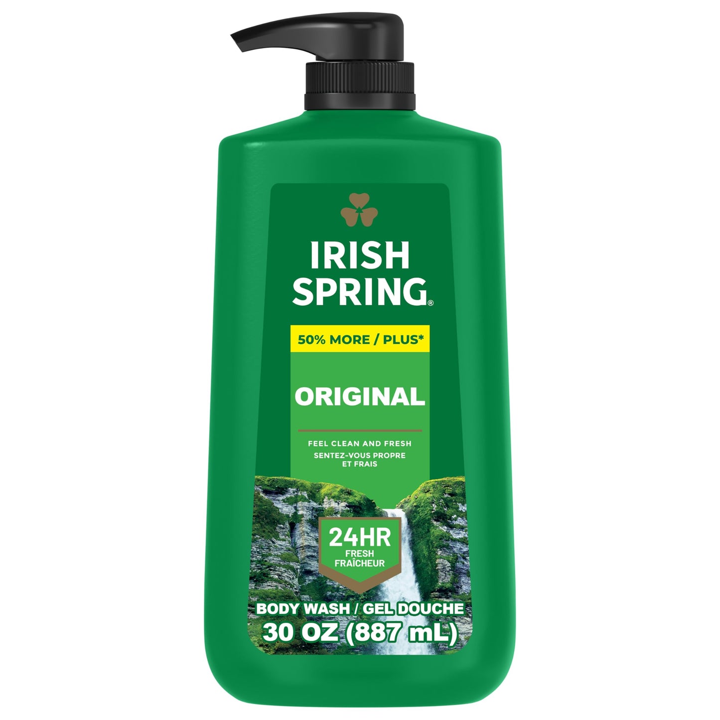 Irish Spring Original Moisturizing Body Wash for Men, 24-Hour Fresh, Face and Body Wash, Biodegradable Ingredients, Paraben Free, Cool Fresh Scent, 30