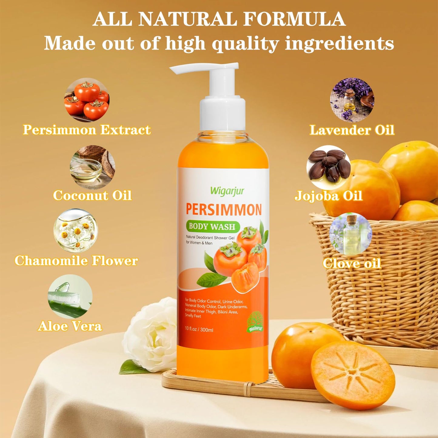wigarjur Persimmon Body Wash for Old People Smell, Natural Deodorant Bar Soap for Strong Odor Smelly Feet Remove, Cleansing Body Deodorizing Beauty and Personal Care wigarjur