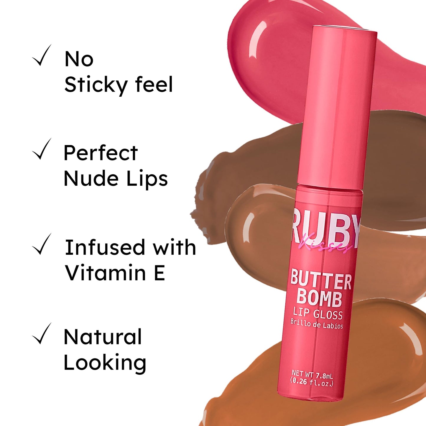 Ruby Kisses Butter Bomb Lip Gloss, High-Shine Non-Sticky Hydrating Plumping