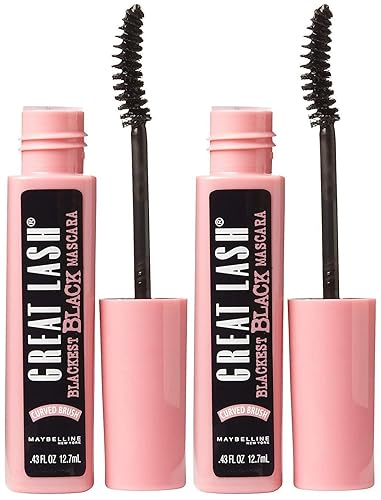 Maybelline Great Lash Curved Brush Mascara - Blackest Black - 2 Pack