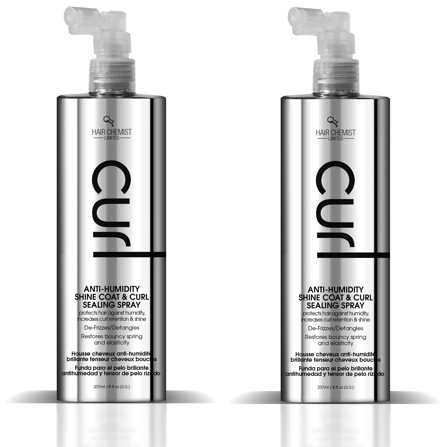 Hair Chemist CURL Anti Humidity Shine Coat & Curl Sealing Spray 8 oz. (Pack of 2)
