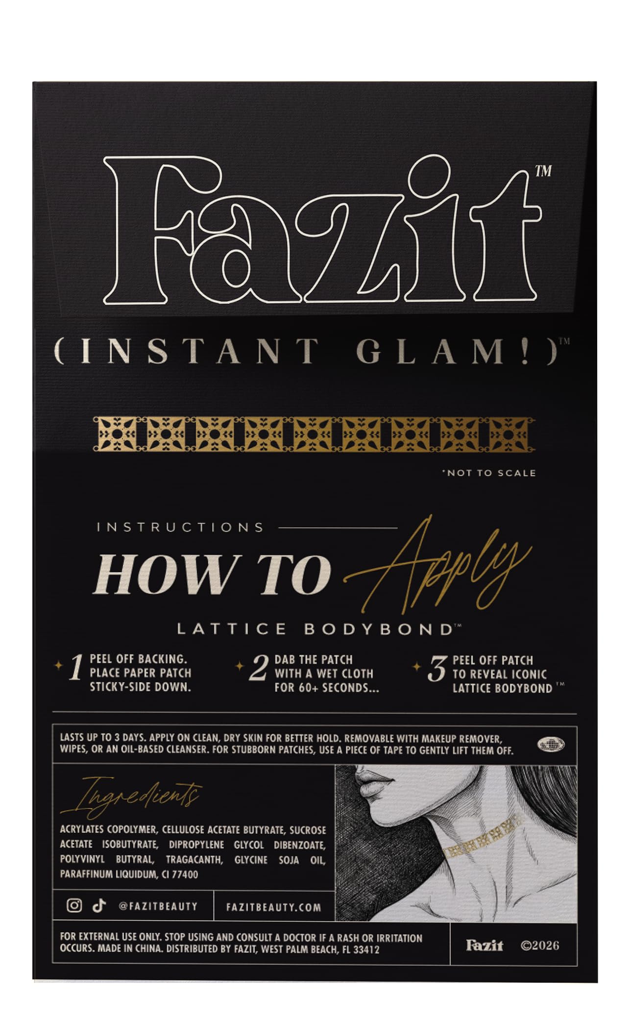 Fazit Makeup Patches - Lattice Bodybond - Glow Up Make-Up Patches - Cute Glitter Makeup Accessories for Women - Cosmetic Body Glitter