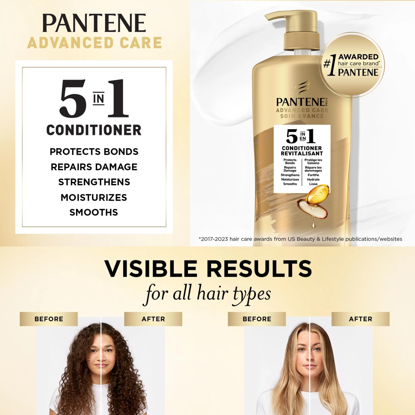 ZENVOIRA Wellness Bundle includes Pantene Advanced Care Conditioner, 5 in 1 Moisture, Smooth, Lightweight, Strength, Color Vibrancy, 38.2 Ounce - Pack