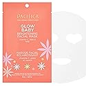 Pacifica Sheet Face Mask - Glow Baby Brightening Facial Mask w/Vitamin C, Aloe & Kelp - Cooling Mask for Dark Spots & Fine Lines - Clean Beauty Vegan
