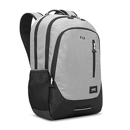 Solo New York Laptop Backpack for Women & Men -Carry On Bookbag for Travel & Work, Lightweight Bag, Side Mesh Pockets, Padded Straps, Fits 15.6" Computer - Region, Grey