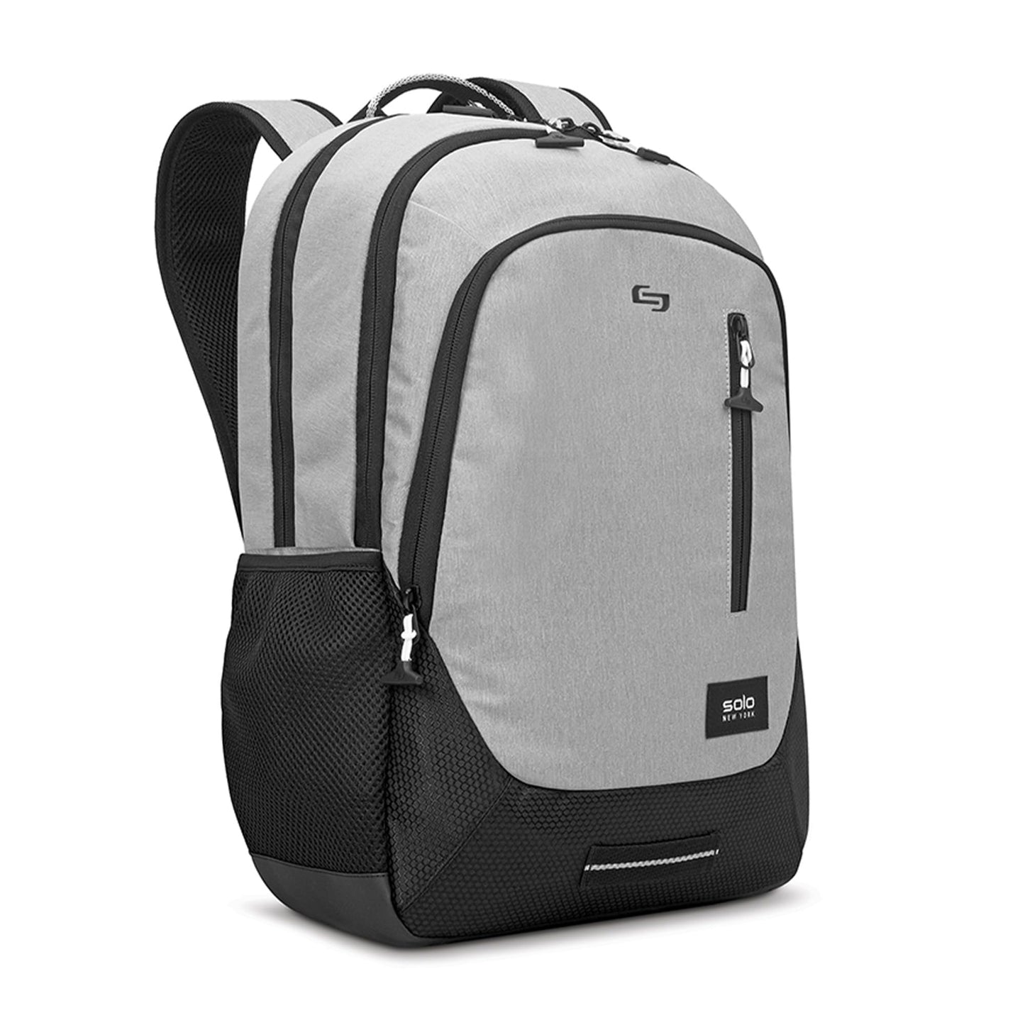 Solo New York Laptop Backpack for Women & Men -Carry On Bookbag for Travel & Work, Lightweight Bag, Side Mesh Pockets, Padded Straps, Fits 15.6" Computer - Region, Grey