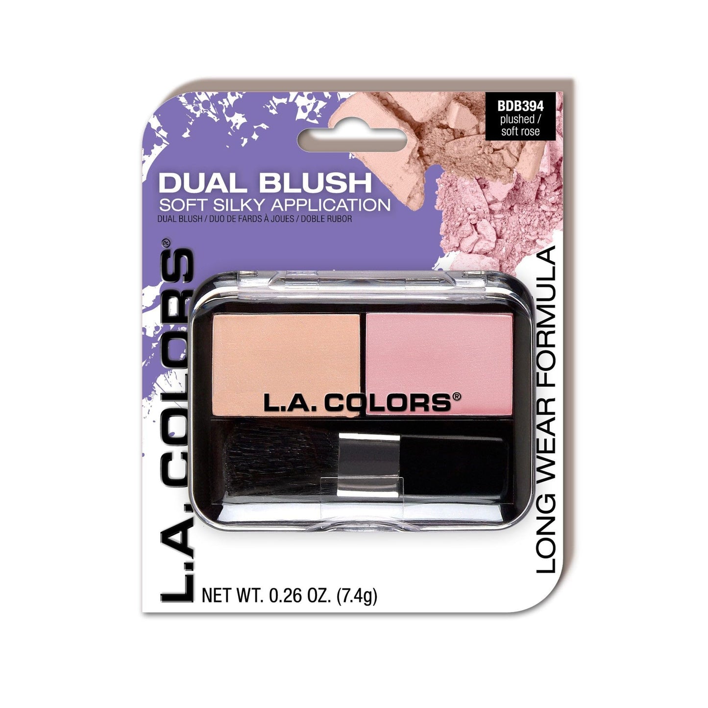 L.A. COLORS Dual Blush (carded), Plushed/Soft Rose CBDB394