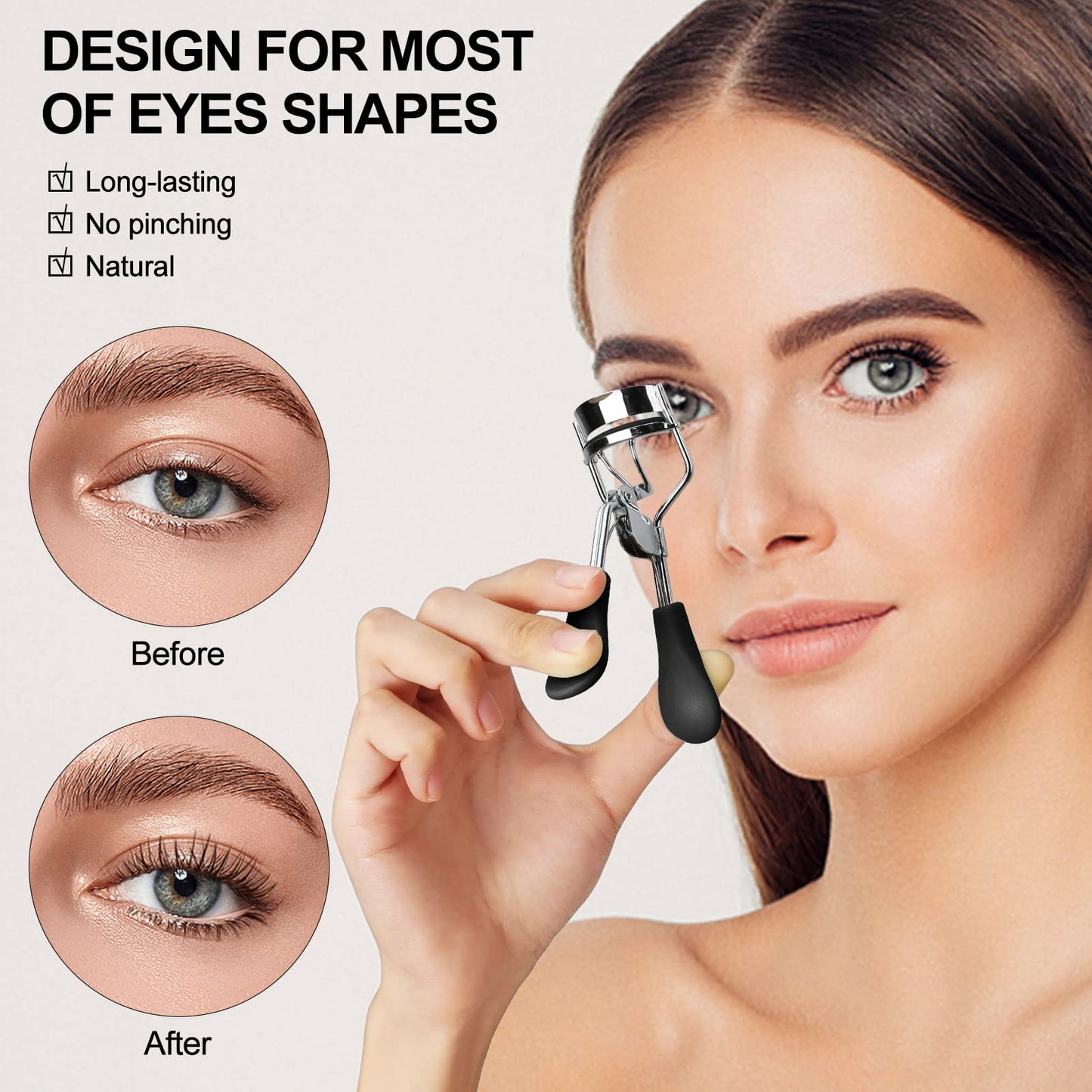 Zowor Eyelash Curler with Comb and Brush Fit All Eye Shape Curved Eyelash Curlers with 5PCS Silicone Refill Pad,Natural and Long Lasting Lash Curler
