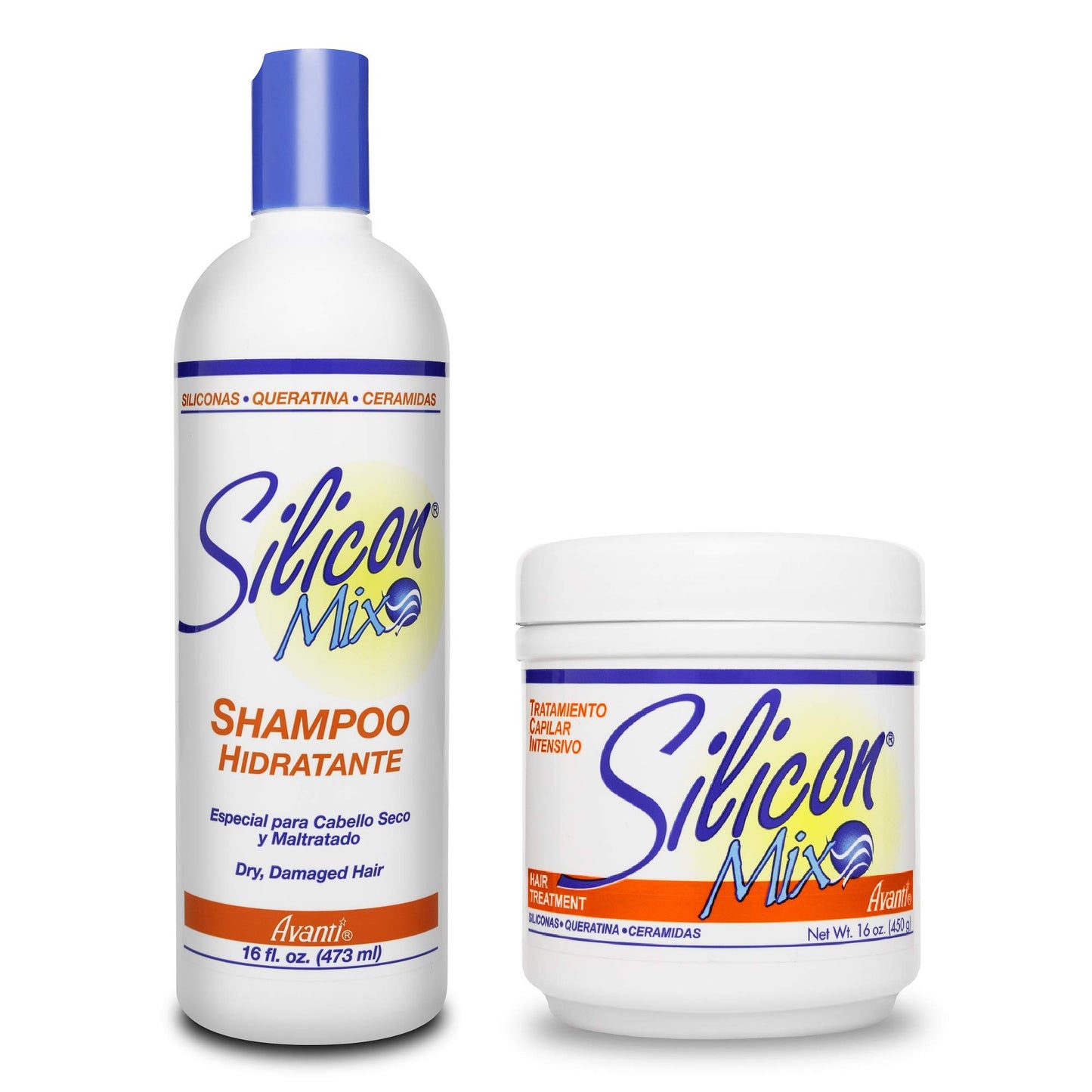 Silicon Mix Hair Treatment & Shampoo 16 oz Combo - Deep Conditioner & Intensive Treatment for Dry, Damaged & Brittle Hair - Moisturizing Formula