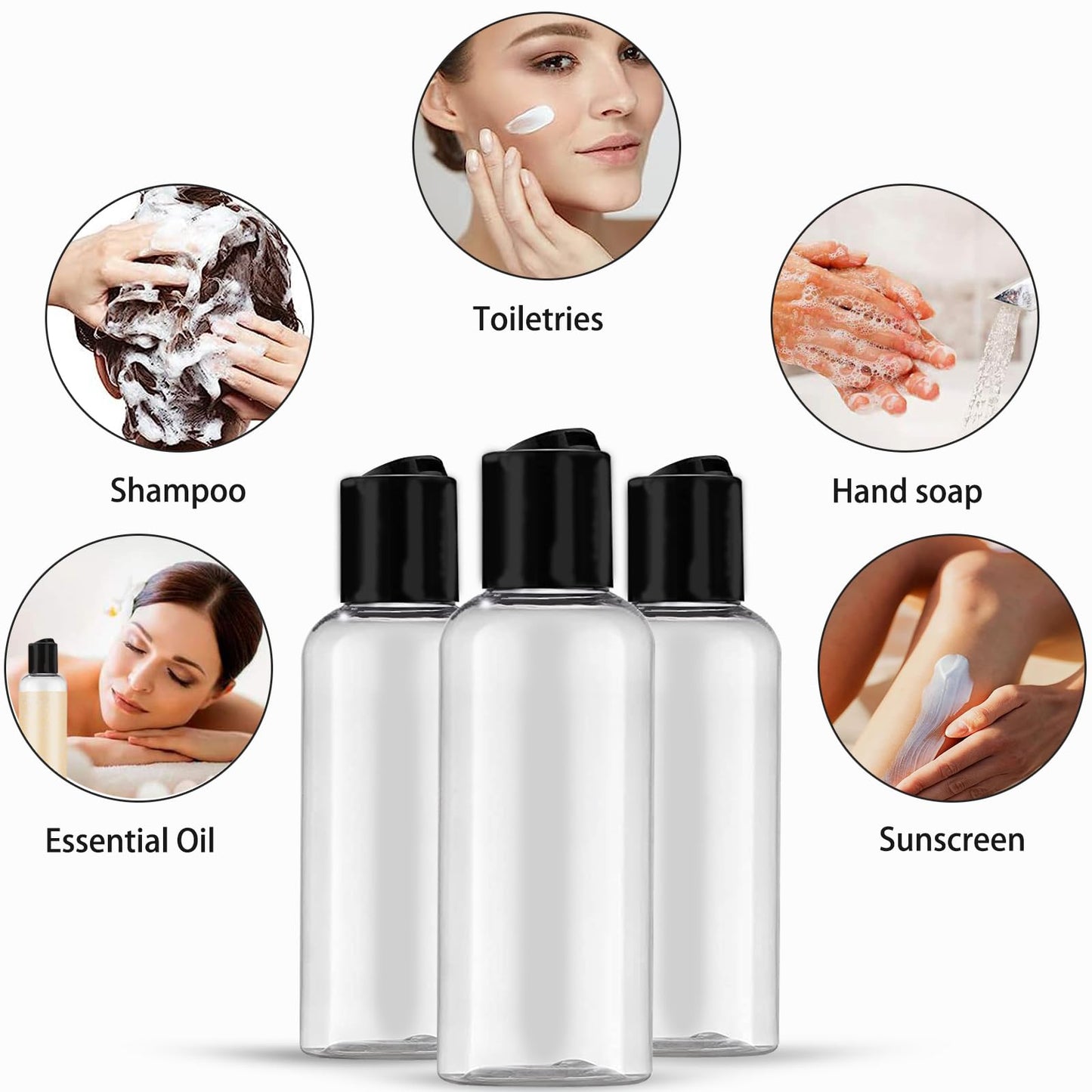DNSEN 5 Pack 3.4 oz Travel Bottles for Toiletries TSA Approved Leakproof Plastic Empty Travel Size Bottles Containers with Labels Beauty and Personal Care DNSEN