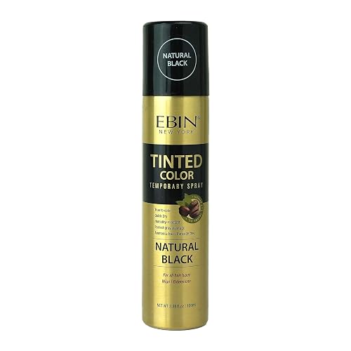 Tinted Color Temporary Hair Color Spray - 3.38oz Natural Black, Perfect Gray Coverage, Root Touch Up, Quick Dry, Humidity-Resistant & Jojoba Oil