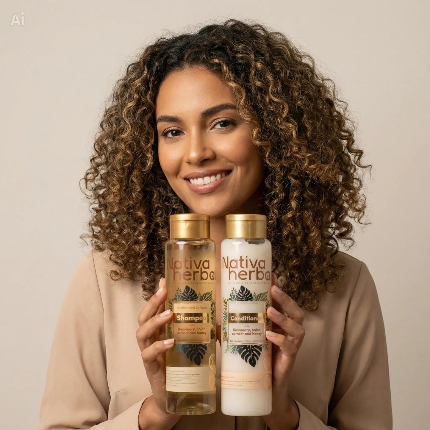 Nativa Herbal Rosemary and Onion Shampoo & Conditioner - Hair Growth and Anti Hair Loss Set, Organic 18.5 fl oz Each, Strengthens Roots, Restores
