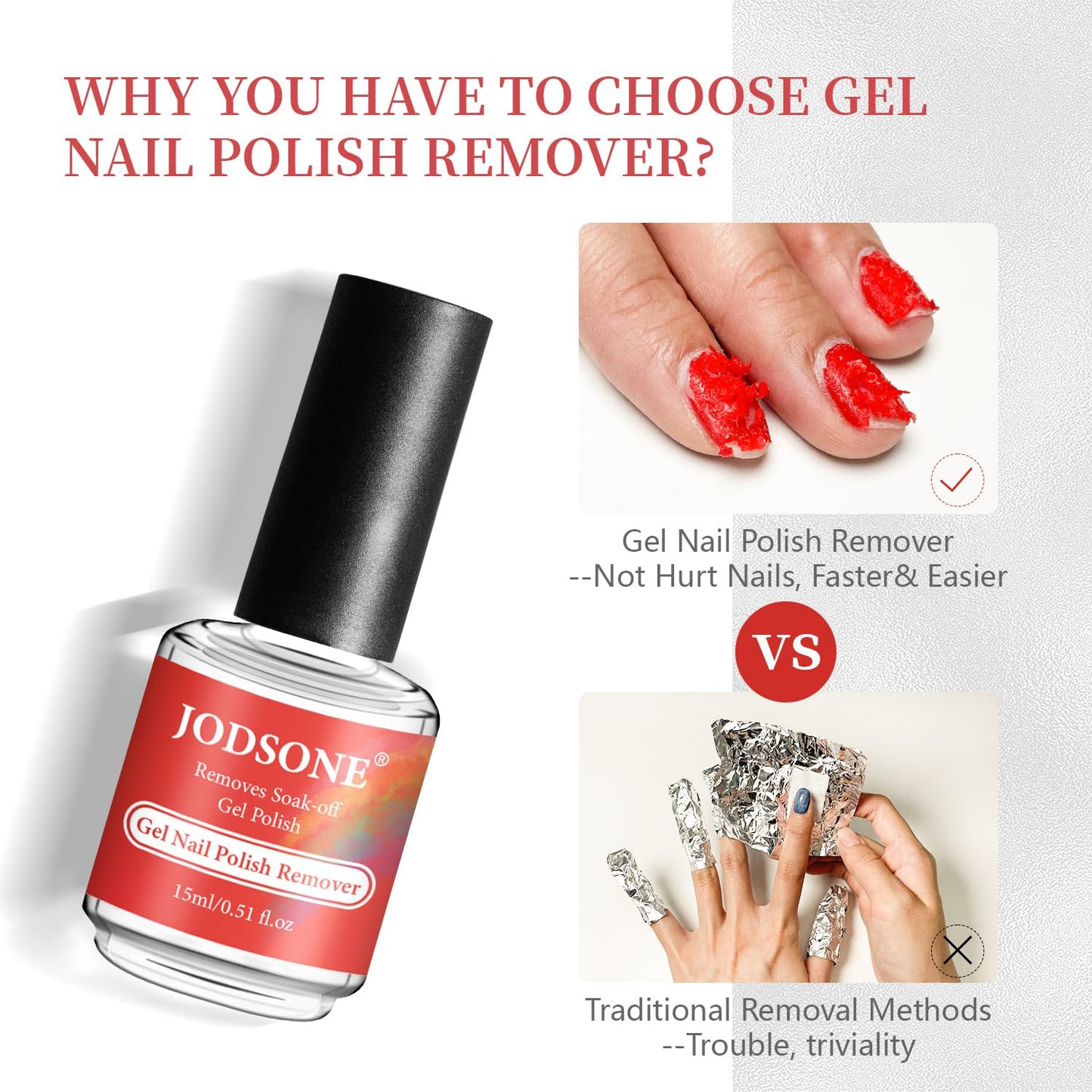 JODSONE 15ml Gel Nail Remover No Need Soaking or Wrapping for Quick And Easy Removal At Home with Cuticle Pusher and Nail File Beauty and Personal Care JODSONE