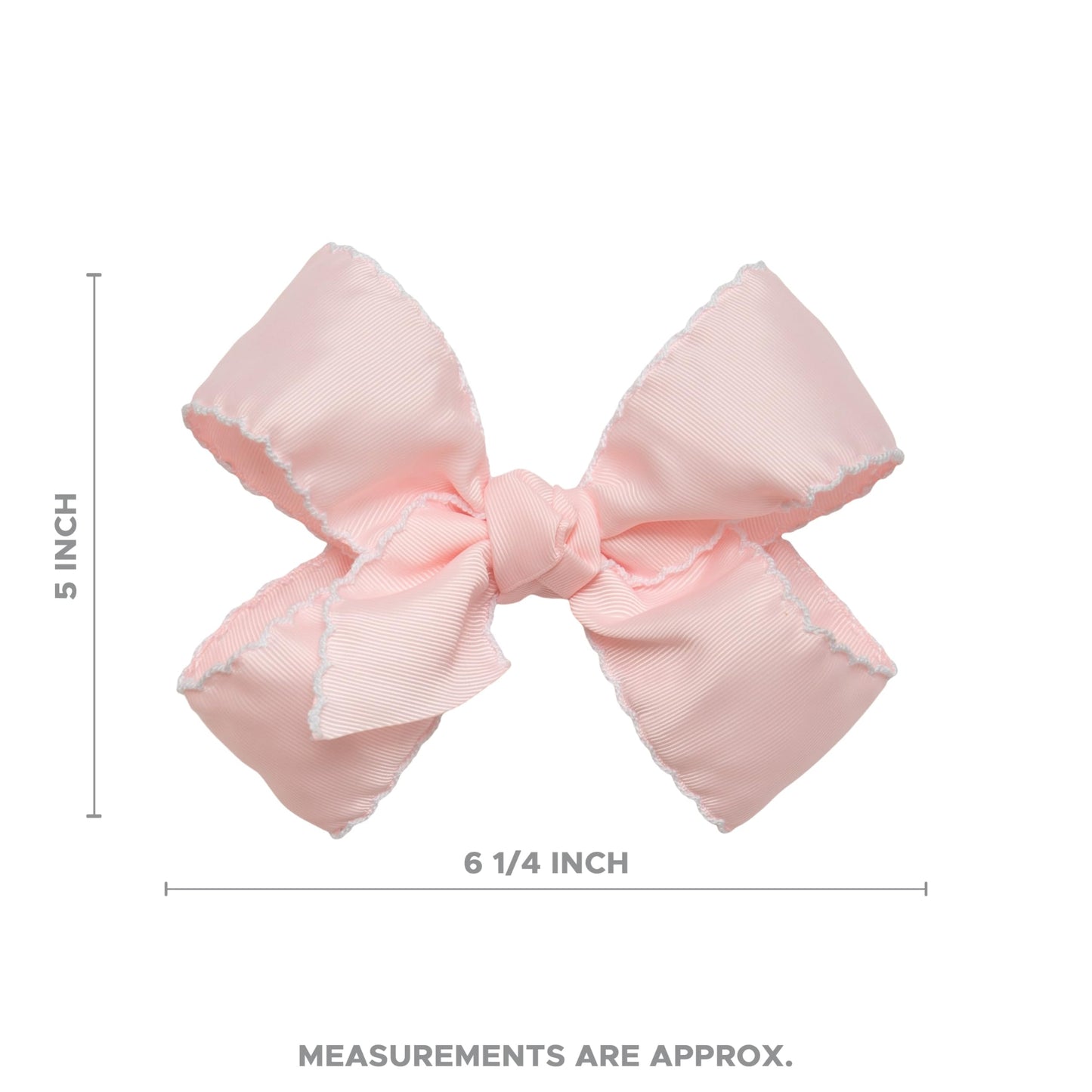 HAIRBOWS Girls' Grosgrain Moonstitch Hair Bow with a Knot Wrap Center on a Clip, All Ages and Hair Types, 6 Inch Bow, Navy w/White Trim