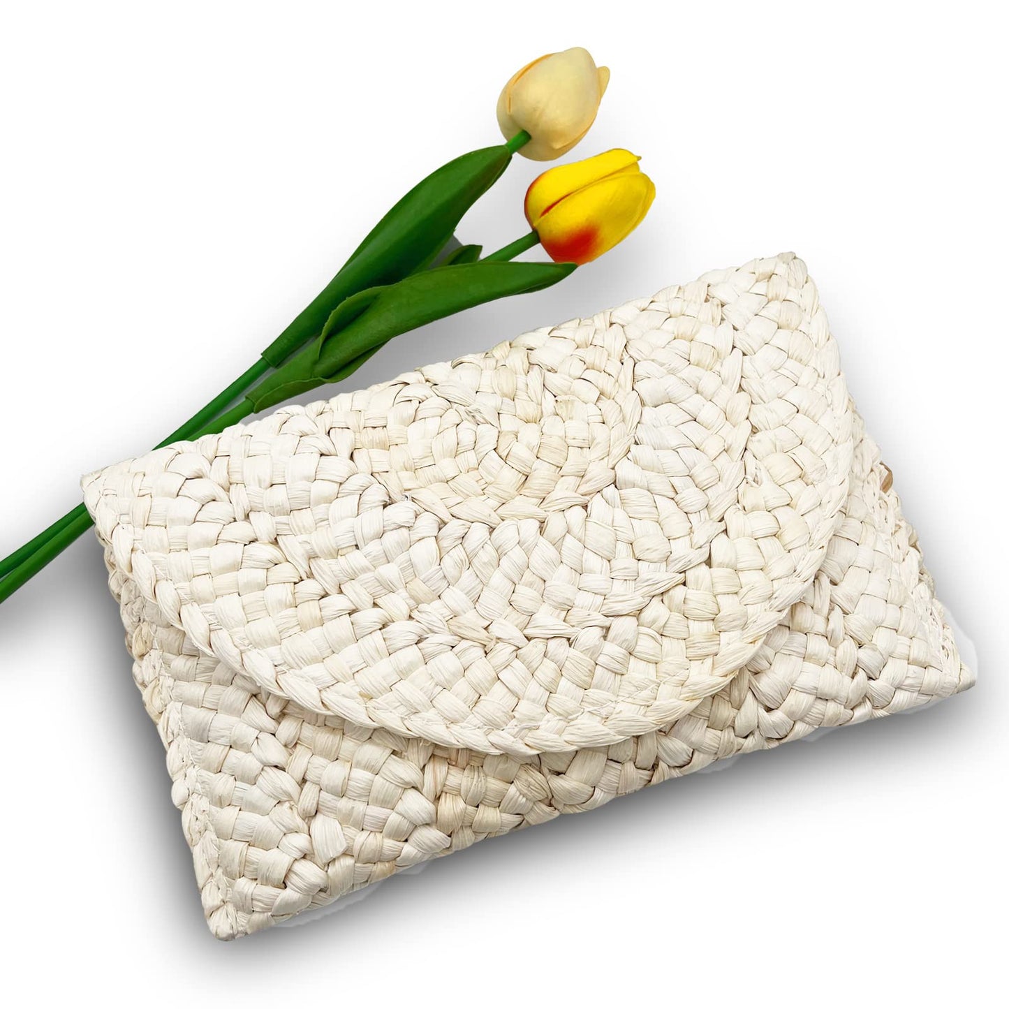 Lytosmoo Straw Clutch Purses for Women Woven Straw Beach Handbag Envelope Rattan Clutch for Summer