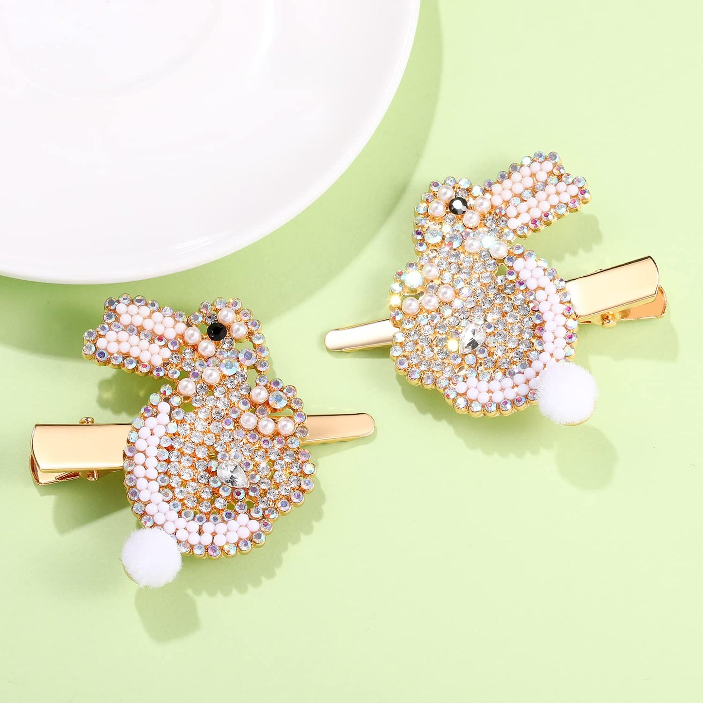 NVENF Easter Hair Clips for Women Girls Sparkling Rhinestone Easter Bunny Hairpins Cute Colorful Sparing Holiday Hair Barrettes Fashion Hair Accessory