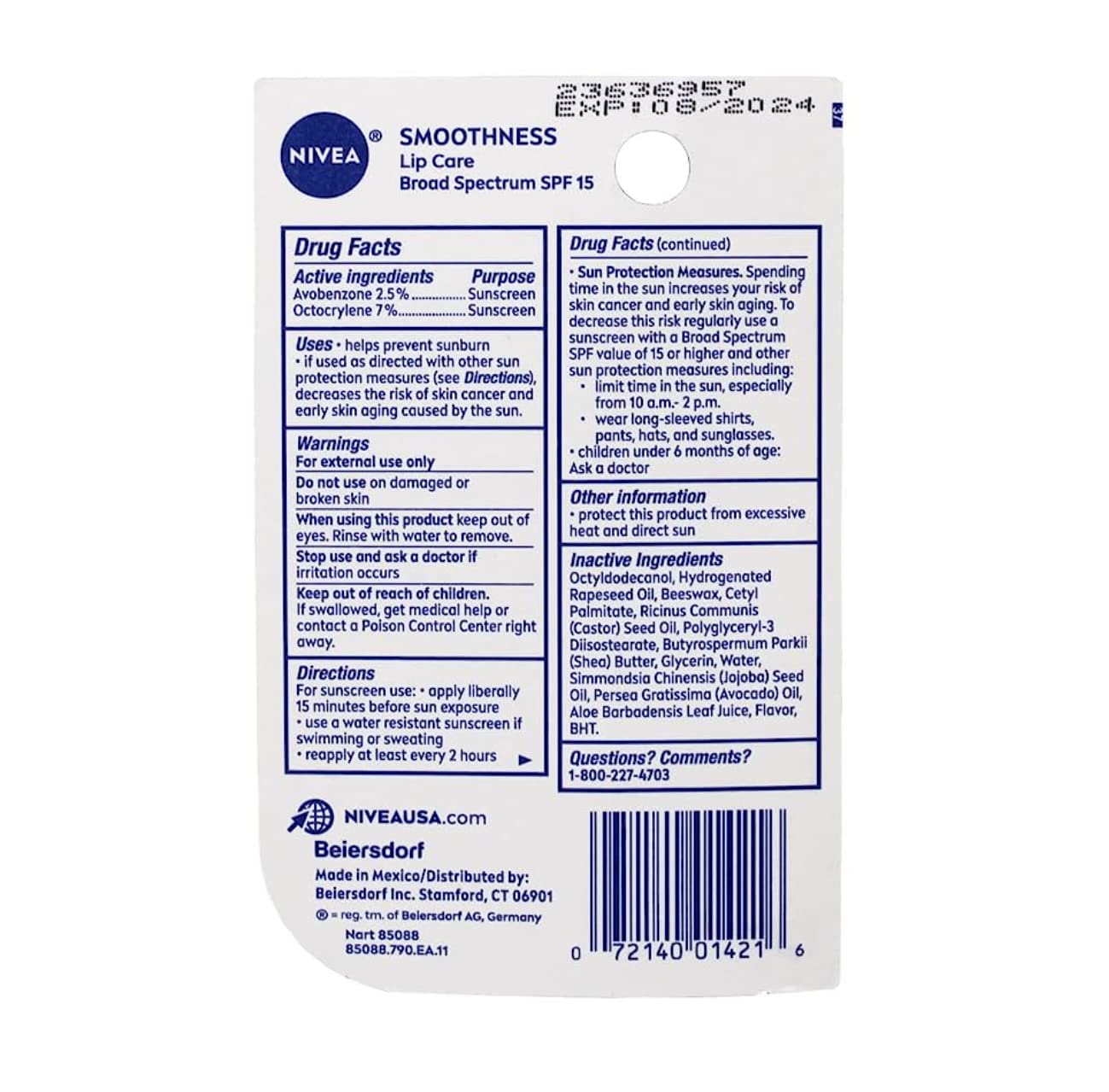 NIVEA a Kiss of Smoothness Hydrating Lip Care SPF 15, 0.17 oz (Pack of 5)