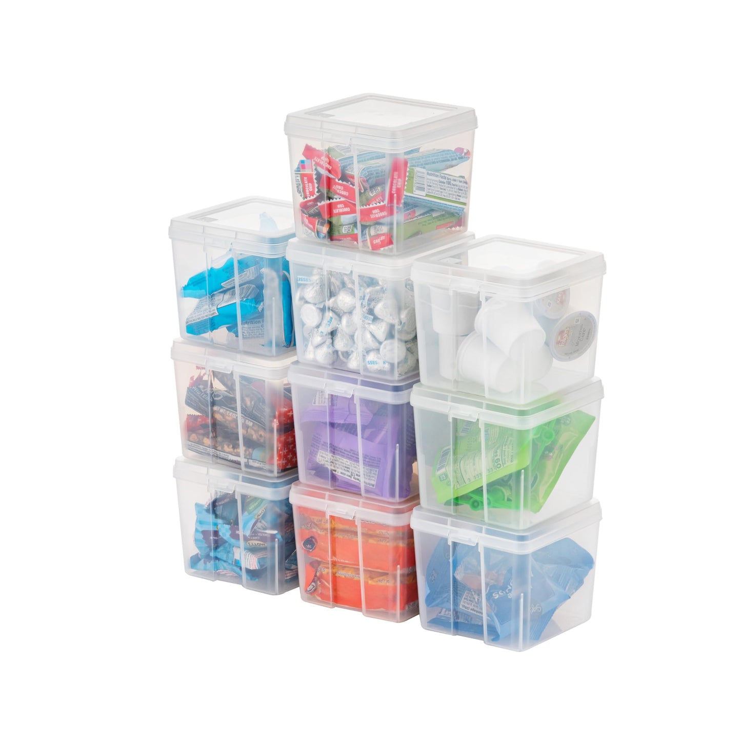 IRIS USA Vertical Plastic Flip Top Storage Containers Bins with Lids for Pantry, Home, Office, Organization, Small, Stackable Hinged Organizer…