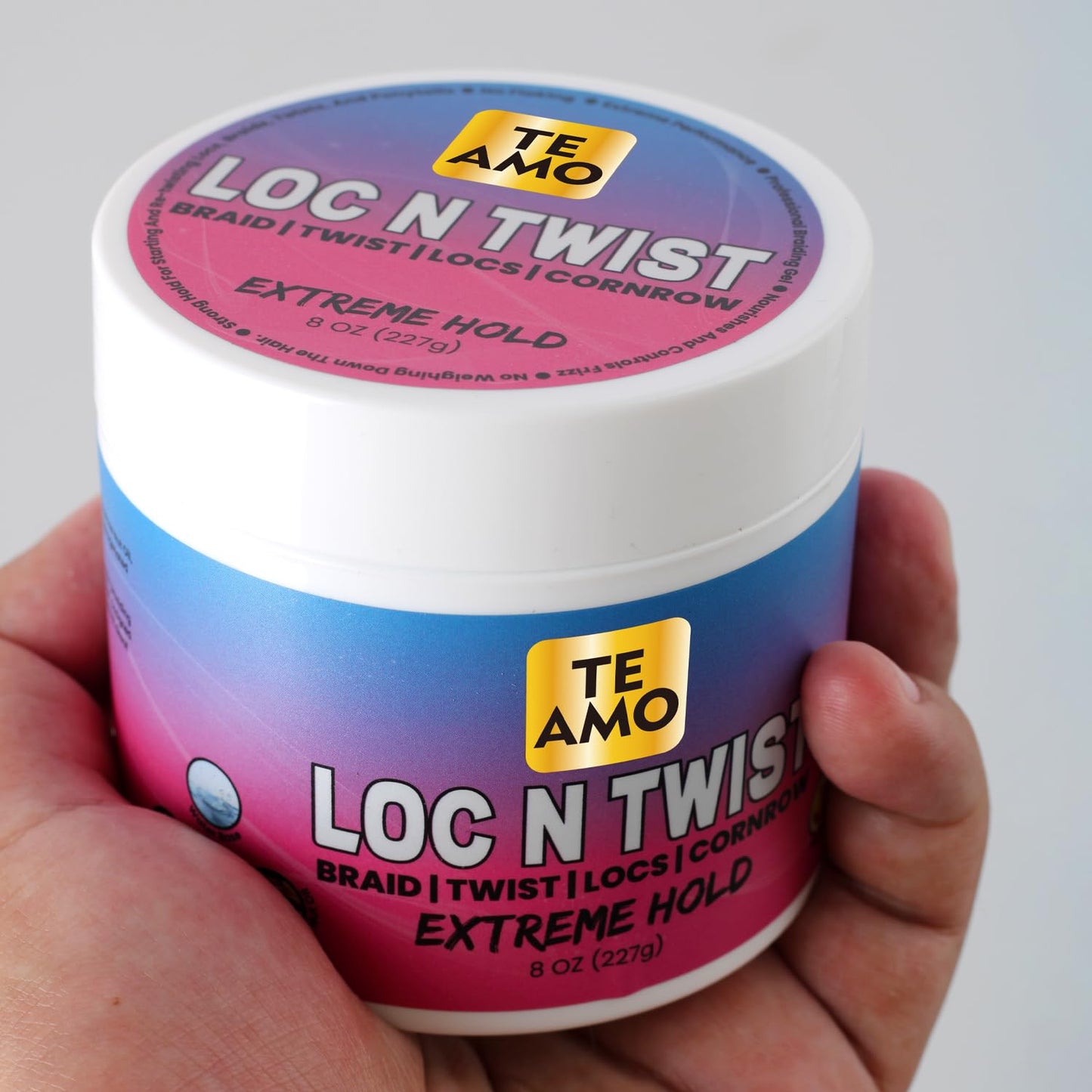 Te Amo Braiding Gel - Extreme Hold Braid | Cornrows | Long-Lasting Braiding Gel | Lock N Twist | No Flaking, High Shine for Braids, Locs, Twists