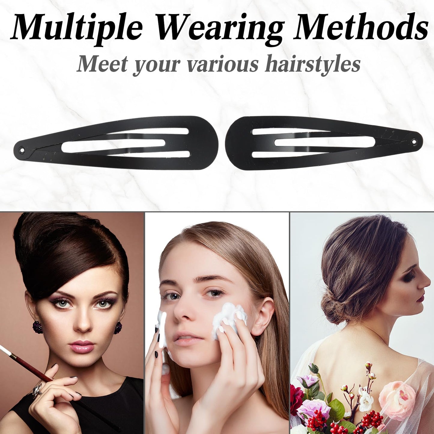 WILLBOND 30 Pieces 3.1 Inch Large Metal Snap Hair Clips Nonslip Barrettes Women Hair Accessories(Black)