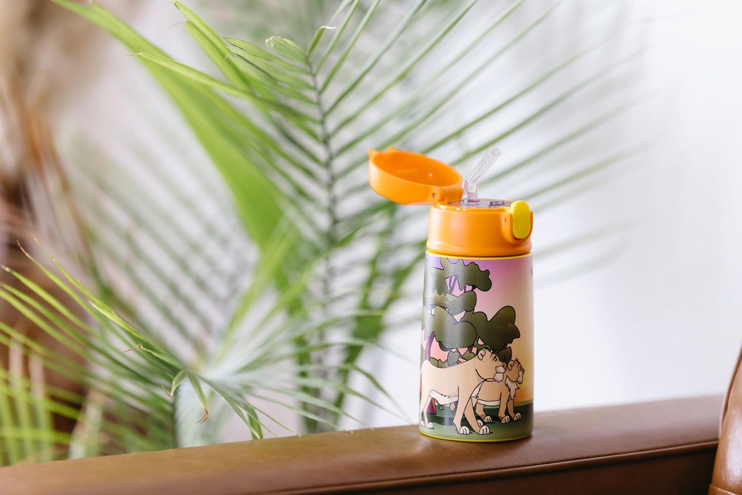 SRM Entertainment Zoo Silverback Gorilla Stainless Steel Water Bottle with Straw Lid, Tumbler with Straw Spout and Flip Top Spill-Safe Lid, Travel