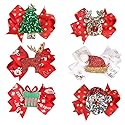 Lurrose 6pcs Christmas Hair Cute Bowknot Hair Clips Xmas Hair Ornaments Party Hair Pin