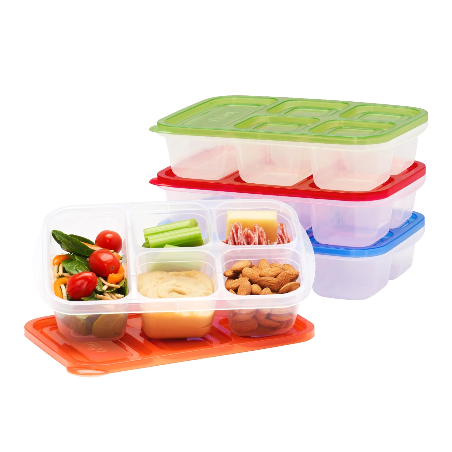 Bentgo Easyboxes - Reusable 5-Compartment Food Containers, Stackable 8-Piece Set, 4 Trays & 4 Lids, BPA-Free Food Storage for Meal Prep, School…