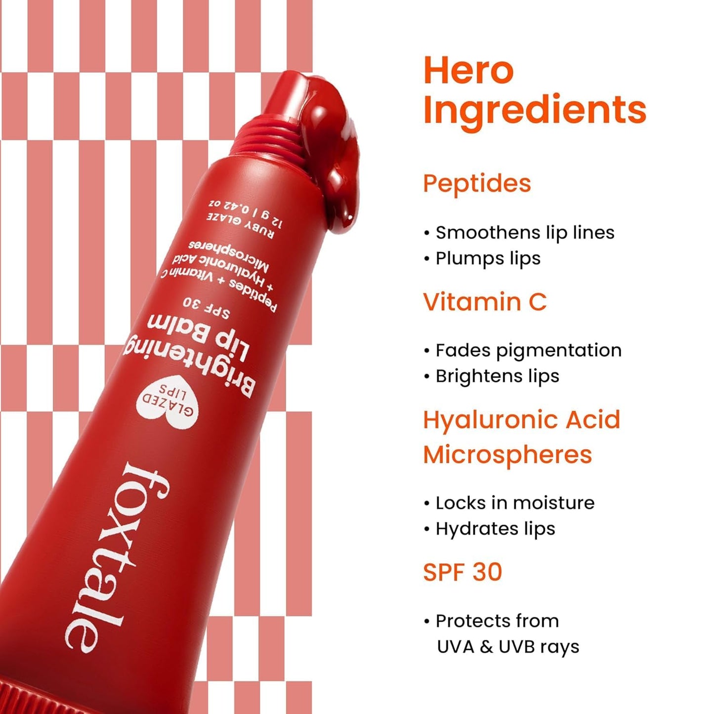 Foxtale SPF 30 Brightening Lip Balm for Dark Lips with Peptides & Vitamin C - Brightens Pigmented Lips - Hydrates Lips - SPF Lip Balm - Ruby Glaze Beauty and Personal Care FoxTale