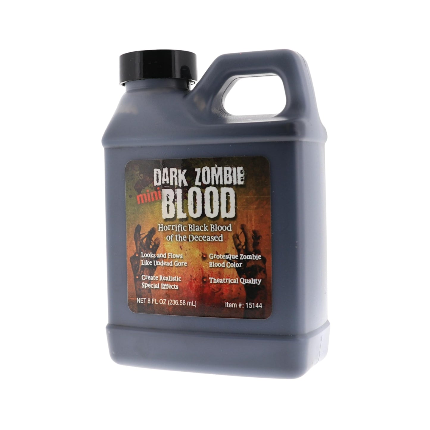 Dark Zombie Blood - 8 fl oz Bottle Ultra-Realistic Black Fake Blood for Halloween, Cosplay, Horror Makeup & SFX - Washable, Long-Lasting Formula