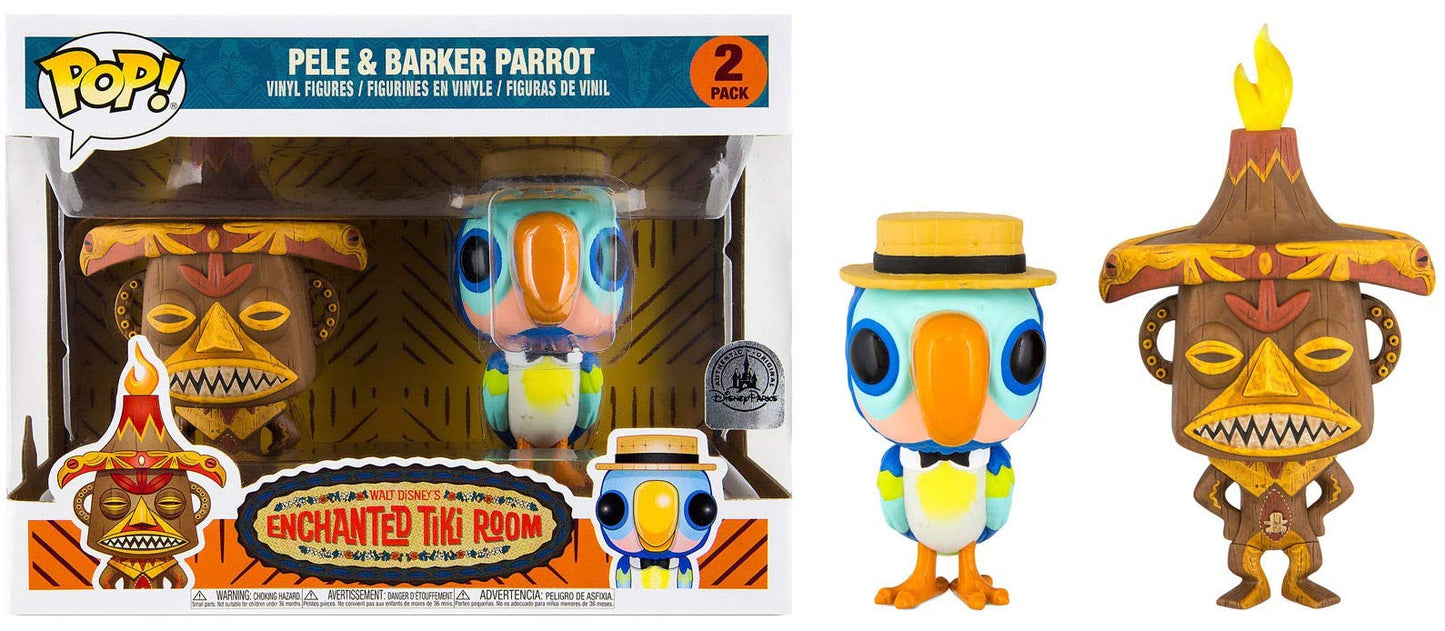 Disney Park Exclusive Enchanted Tiki Room Pele & Barker Parrot Funko POP 2 Pack
