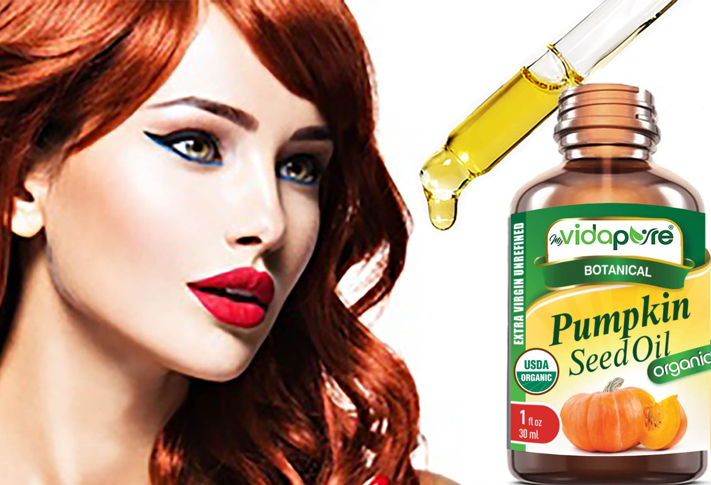 MYVIDAPURE Organic PUMPKIN SEED OIL Certified Organic WILD GROWTH RAW Pure EXTRA VIRGIN UNREFINED for Skin, Face, Body, Hair and Lip Care (1 Fl Oz)