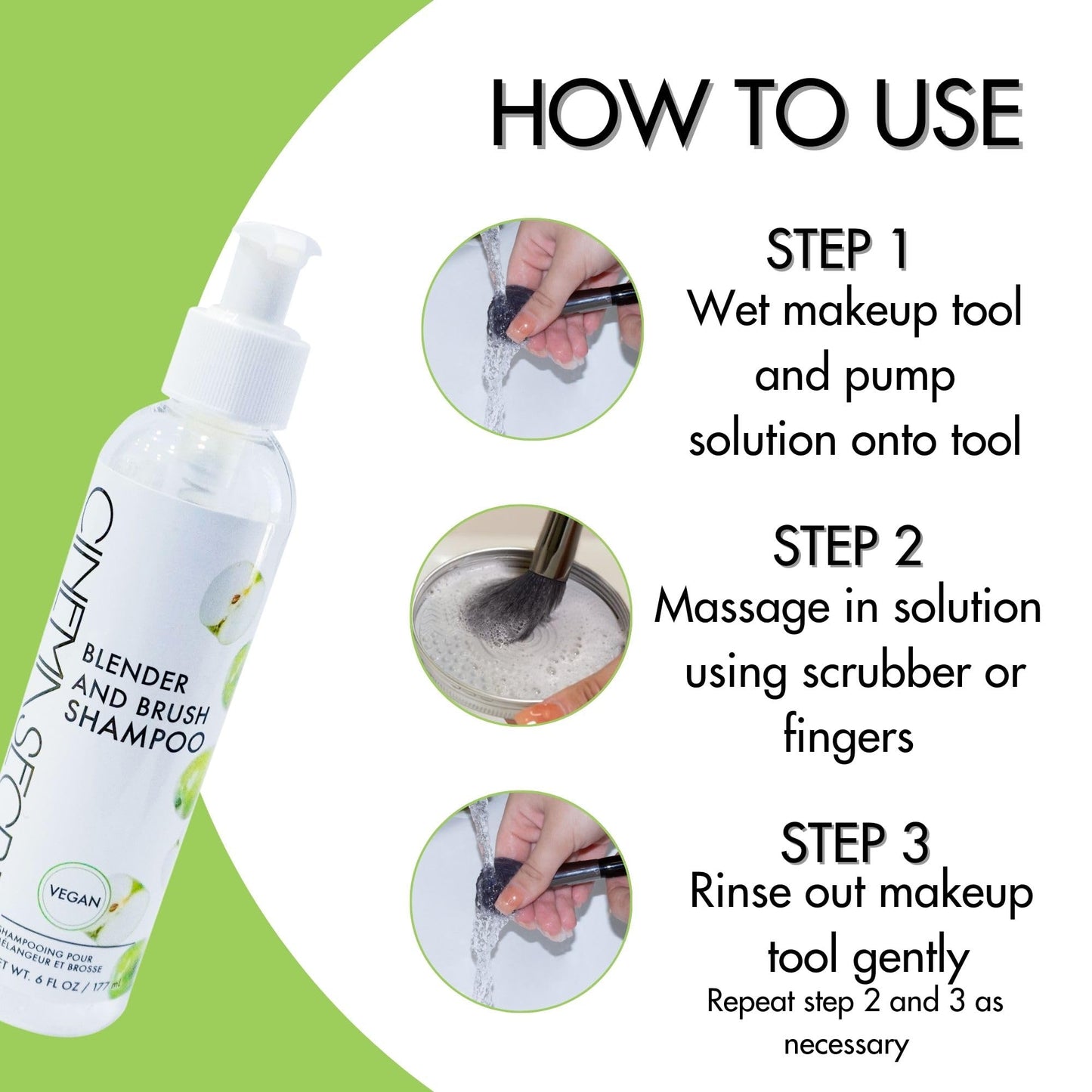 Cinema Secrets Vegan Makeup Brush Cleaner - Sponge & Makeup Brush Shampoo for Deep Cleansing - Removes Build-Up & Stains - Gentle & Cruelty-Free