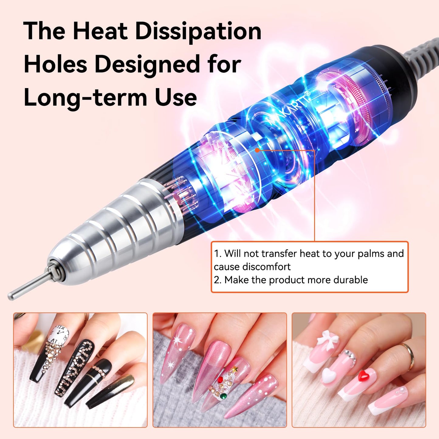 Makartt Nail Drill Handpiece for Up200 Machine:Professional Electric File Remove Gel Polish Poly Nail Gel Black B-05 Removing for Removing Acrylic