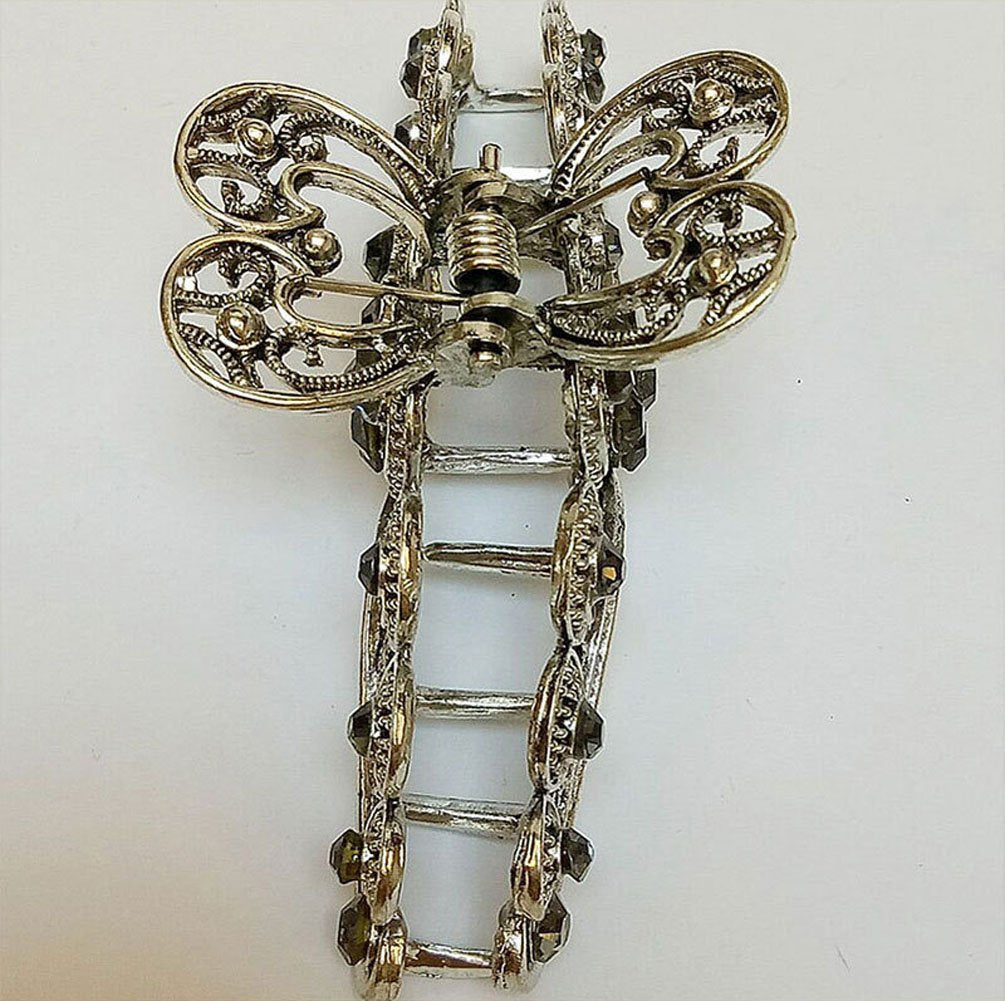 Numblartd Vintage Chic Rhinestone Large Size Fancy Hair Claw Jaw Clips Pins - Women Fashion Retro Metal Alloy Hair Catch Hair Updo Grip Hair