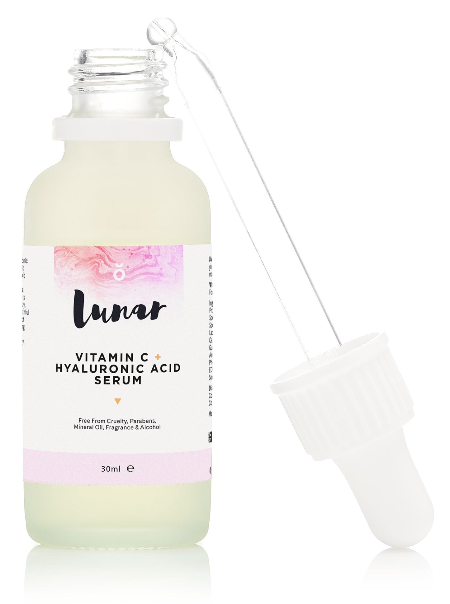 Vitamin C Hyaluronic Acid Serum by Lunar Glow. A Natural Anti Ageing Serum For Your Face & Skin. 1 fl.oz - 30ml.
