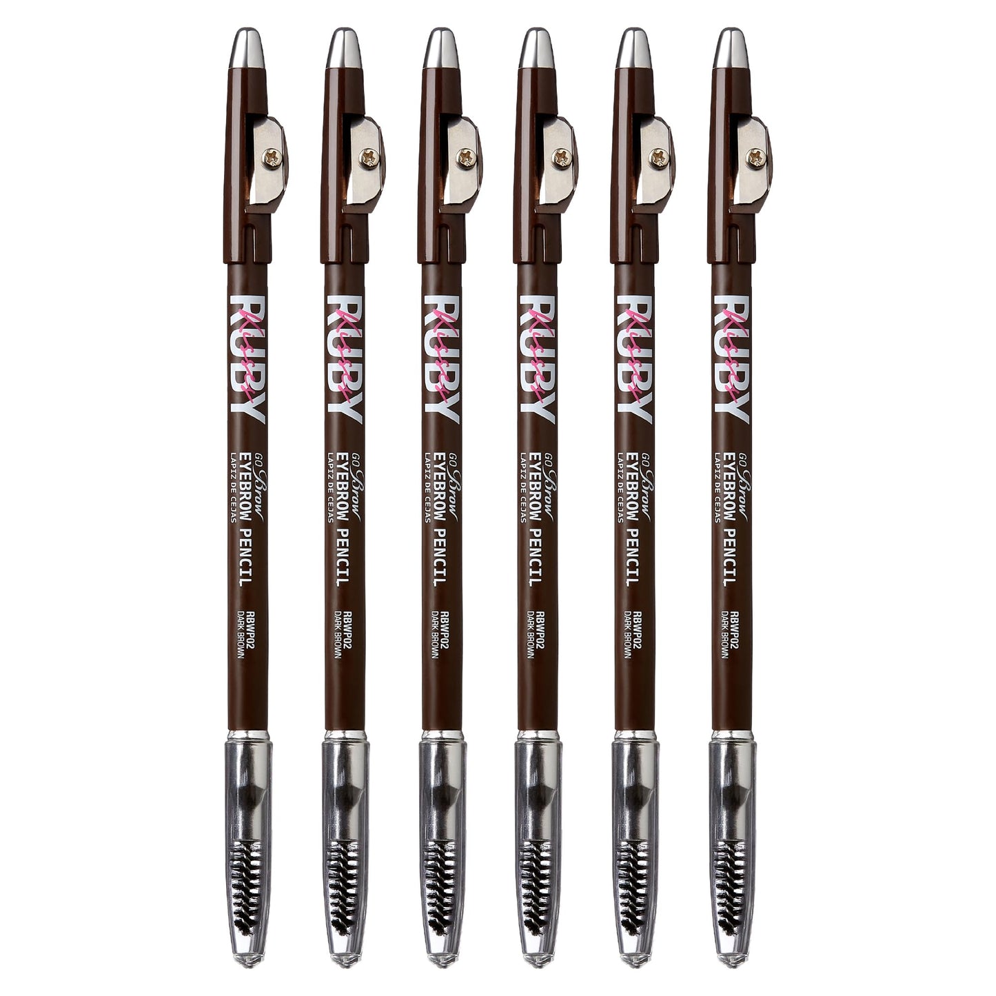 Kiss Go Brow Eyebrow Wooden Pencil Dark Brown (6 Pieces)