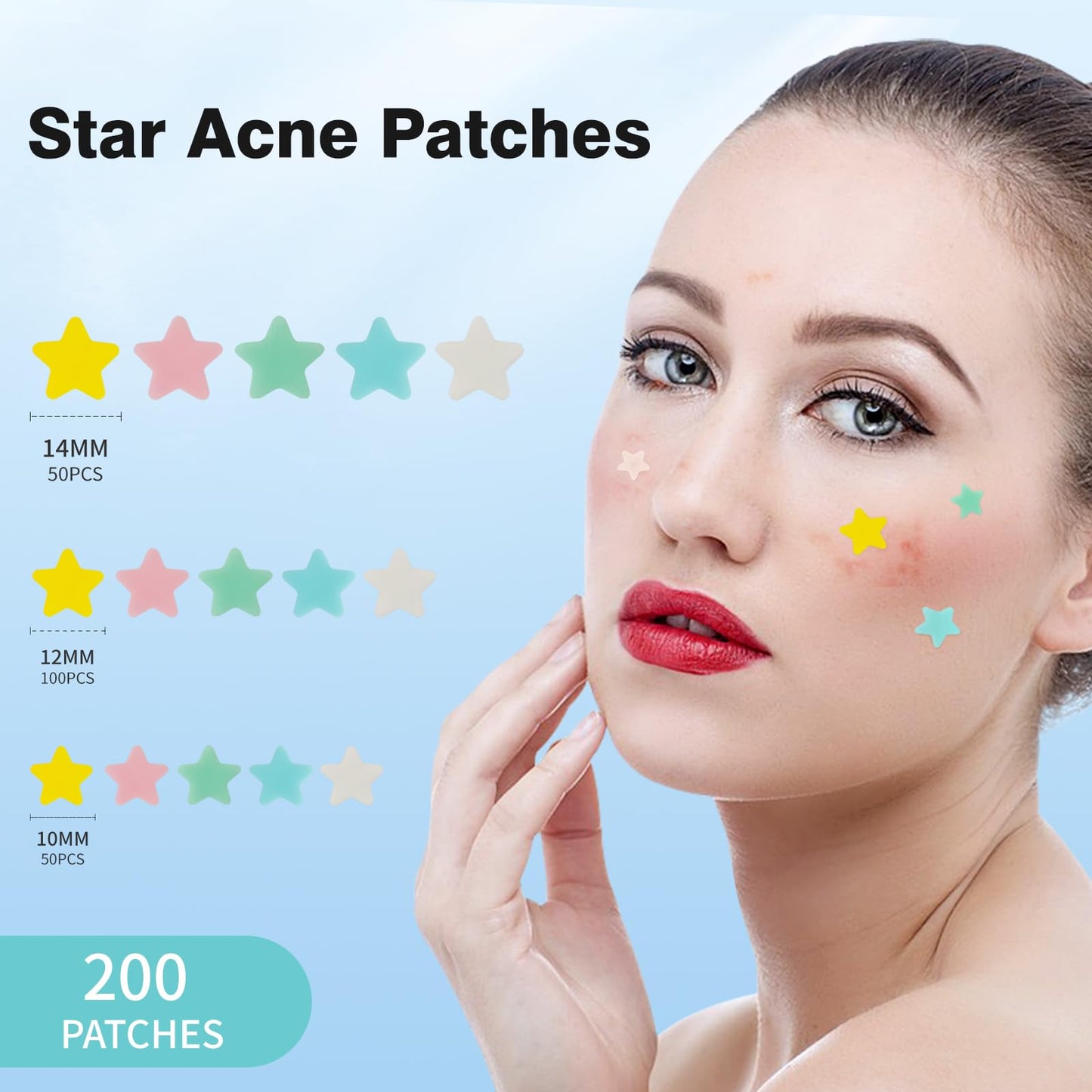 QUSTERE Pimple Patches for Face, Hydrocolloid Acne Patches, Cute Star Zit Covers, Colorful Spot Stickers with Tea Tree, Salicylic Acid & Cica Oil| 3