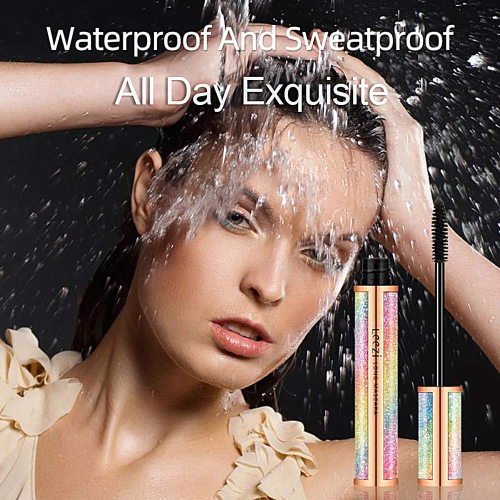 4D Silk Fiber Eyelash Mascara Waterproof - Thickening Long Lasting Smudge-Proof Natural Curling Lengthening All Day Exquisitely Extra Long Black (A)