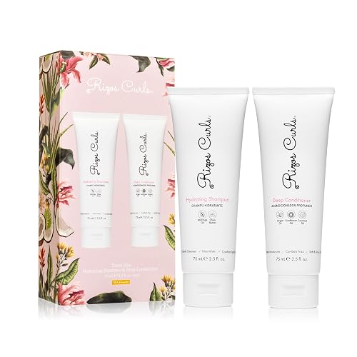 Rizos Curls Travel Wash Day Bundle, Hydrating Shampoo & Deep Conditioner Bundle, Moisturize Scalp, Gently Cleanse and Hydrate Curly Hair