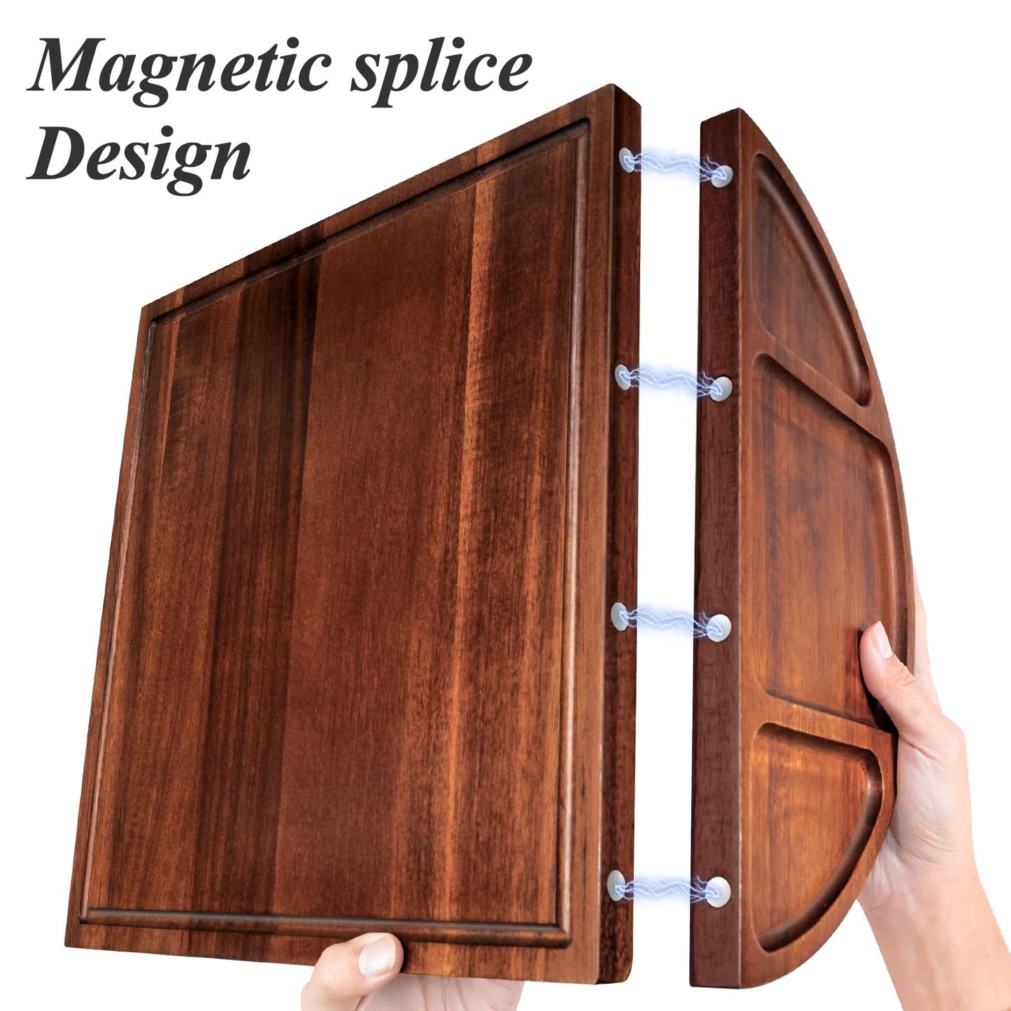 NiHome Magnetic Acacia Wood Charcuterie Board Large 26”x13” Cheese Board Splice Serving Boards for Entertaining, Beautiful Personized Christmas…