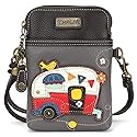CHALA Adventure Collection Cell Phone Crossbody Purse-Women PU Leather/Canvas Multicolor Handbag with Adjustable Strap - Camper - gray