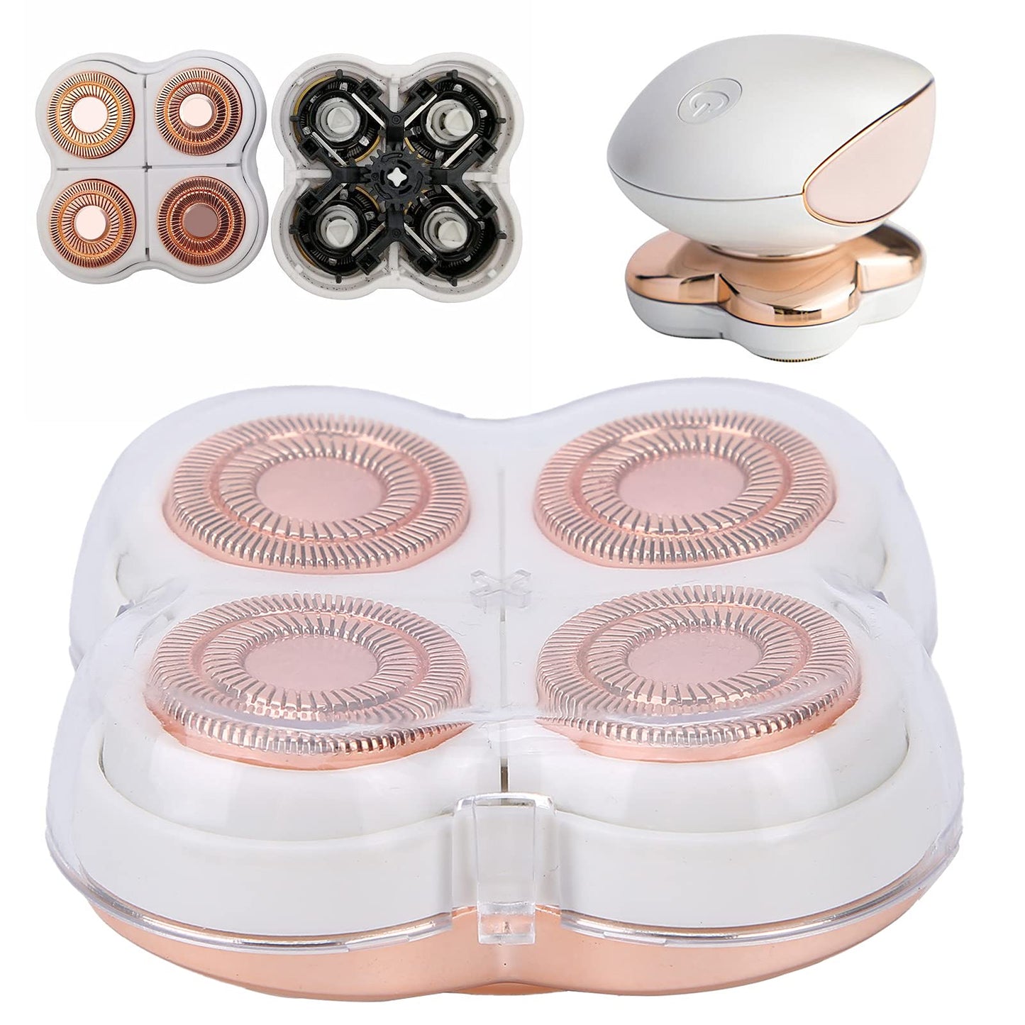 DOACT Hair Remover Replacement Head, Rose Gold Plated 4 Head Electric Shaver for Body Hair, Painless Hair Removal Device for Legs Arms Chest Bikini Beauty and Personal Care DOACT