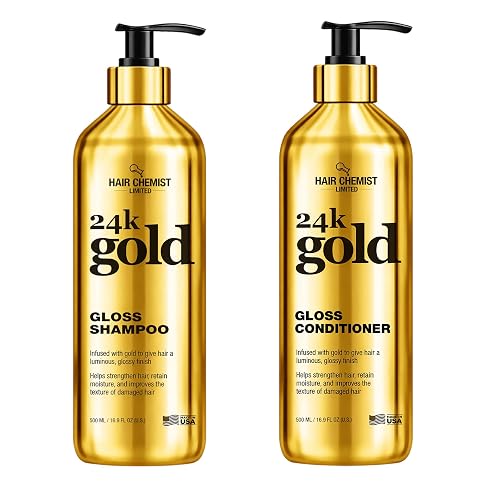Hair Chemist 24K Gold Gloss Shampoo & Conditioner 16.9 oz. 2-PC Set - Strengthening & Shine Enhancing Hair Care System - Hydrating, Smoothing