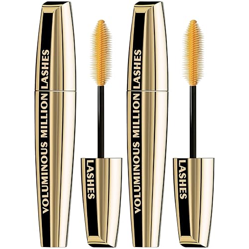 L’Oreal Paris Makeup Voluminous Million Lashes Mascara, Volumizing Collagen Infused Eye Makeup, Amplifying Mascara Brush, Washable, Blackest Black