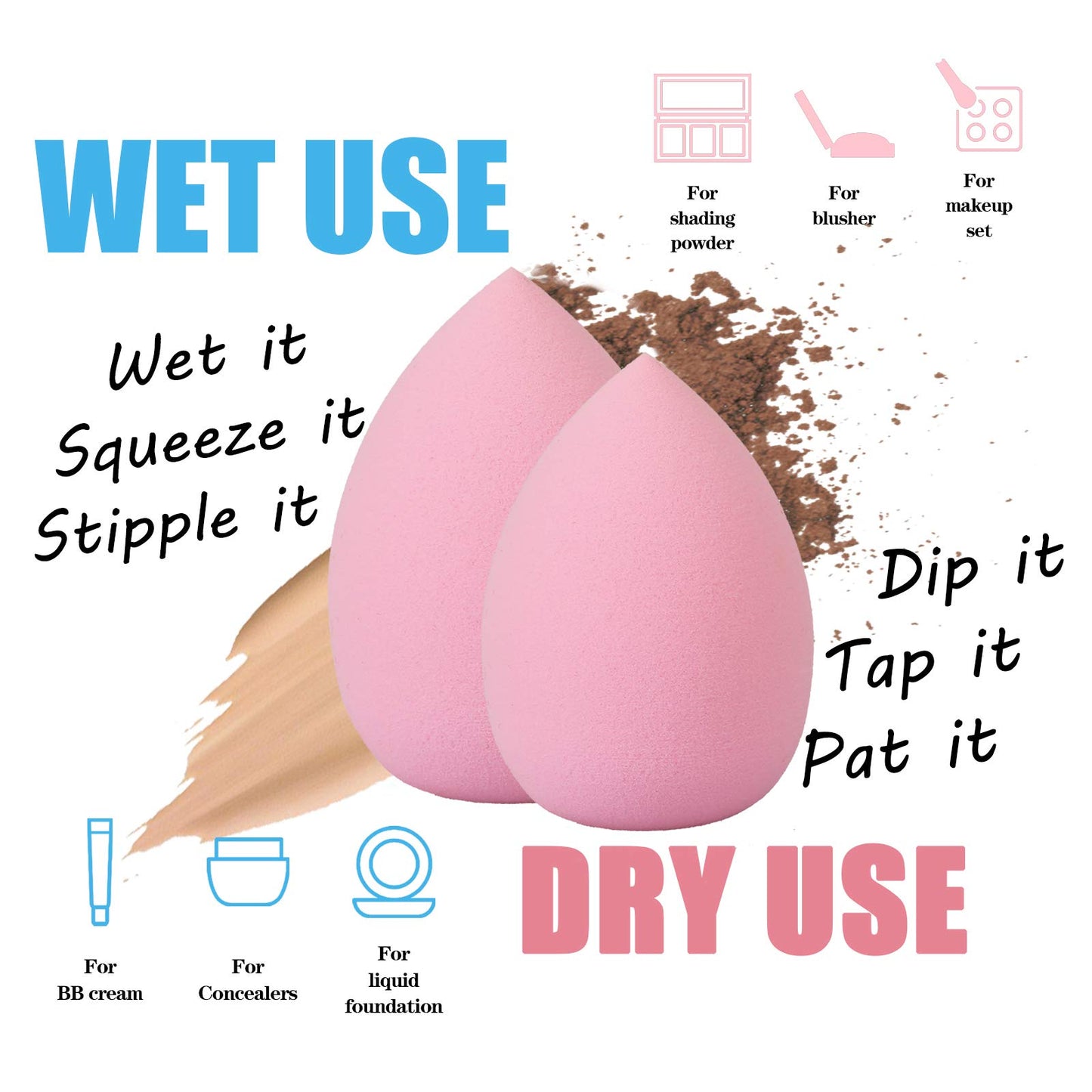 Makeup Sponge Blender Beauty Sponge Set 12pcs and Beauty Foundation Sponge Blender Holder 1PCS,Blending Sponges Cosmetic Puff Flawless for Cream