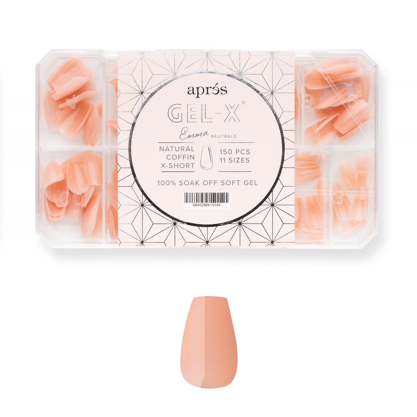 Apres Neutrals Gel-X Emma Box Of Nail Tips, 11 Sizes 00-9, Soft Gel Tip Box (150pcs) (Natural Coffin Extra Short, 150) Beauty & Personal Care APRÉS