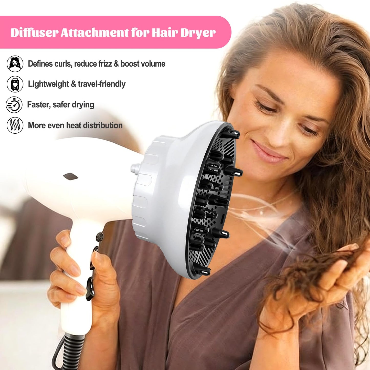 Universal Hair Diffuser for 1.4"-3.1" Blow Dryers, Diffuser Hair Dryer Attachment, Professional Hair Diffuser for Curly Wavy Long Thick Hair, Reduces Beauty and Personal Care Orista Finds