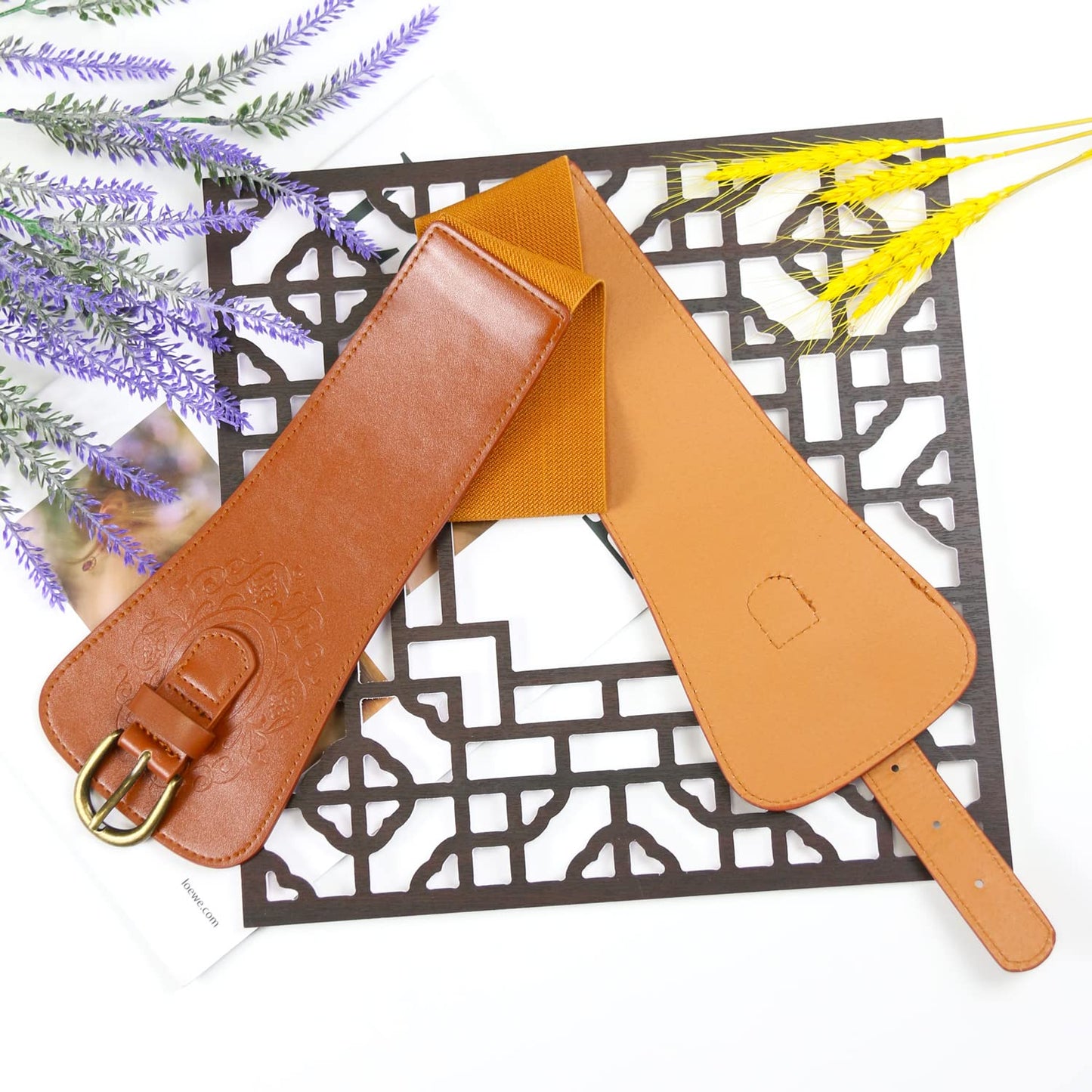 Namzi Women's Brown Leather Corset Belt, Thick Waist Cincher Belt with Adjustable Lacing, Wide Waist Trainer for Body Shaping & Dresses